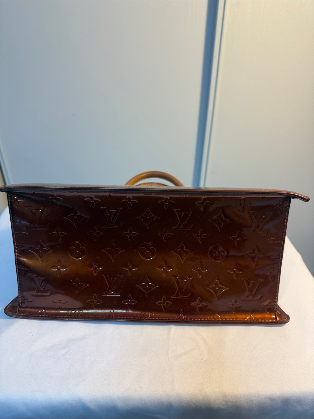 PROJECT Louis Vuitton Brown Vernis Patent Monogram Triangle Satchel - Picture 5 of 14